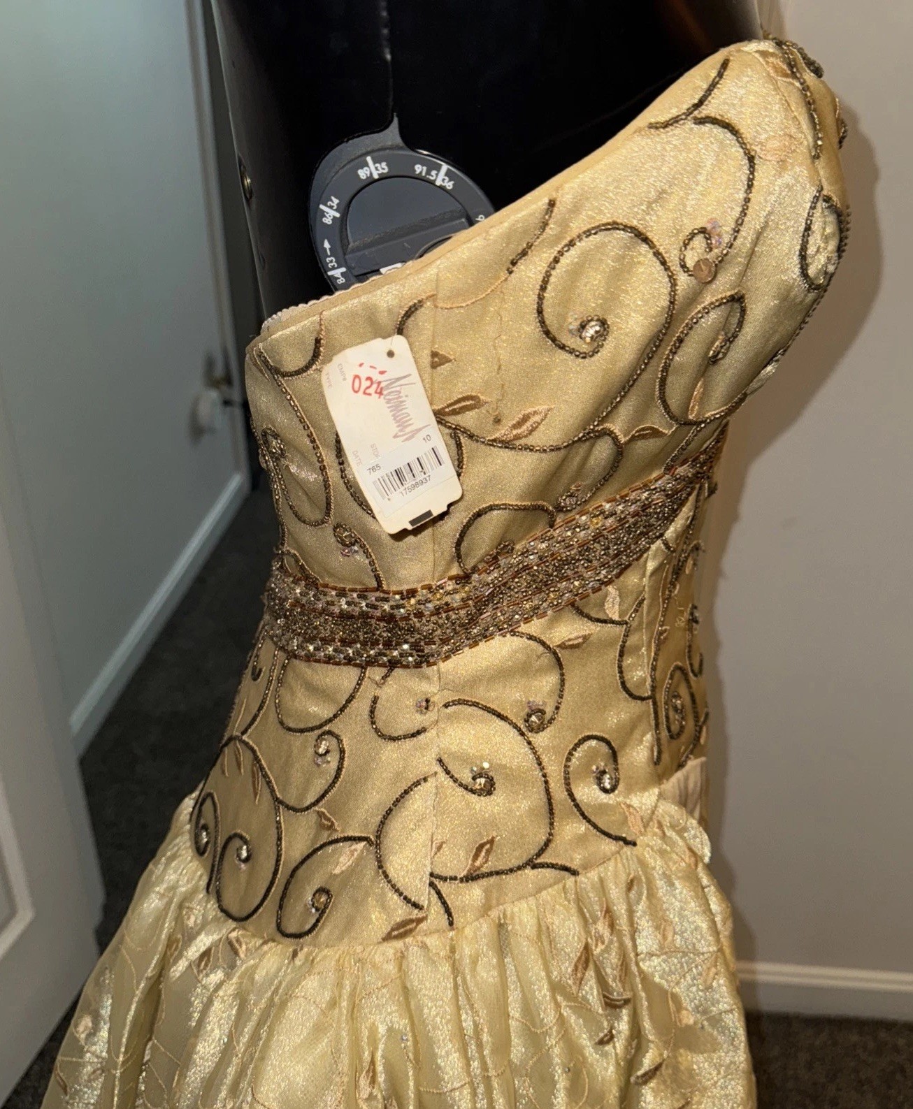 VTG NWT $5K MICHAEL CASEY COUTURE NEIMAN MARCUS GOLD STRAPLESS GOWN DRESS 10