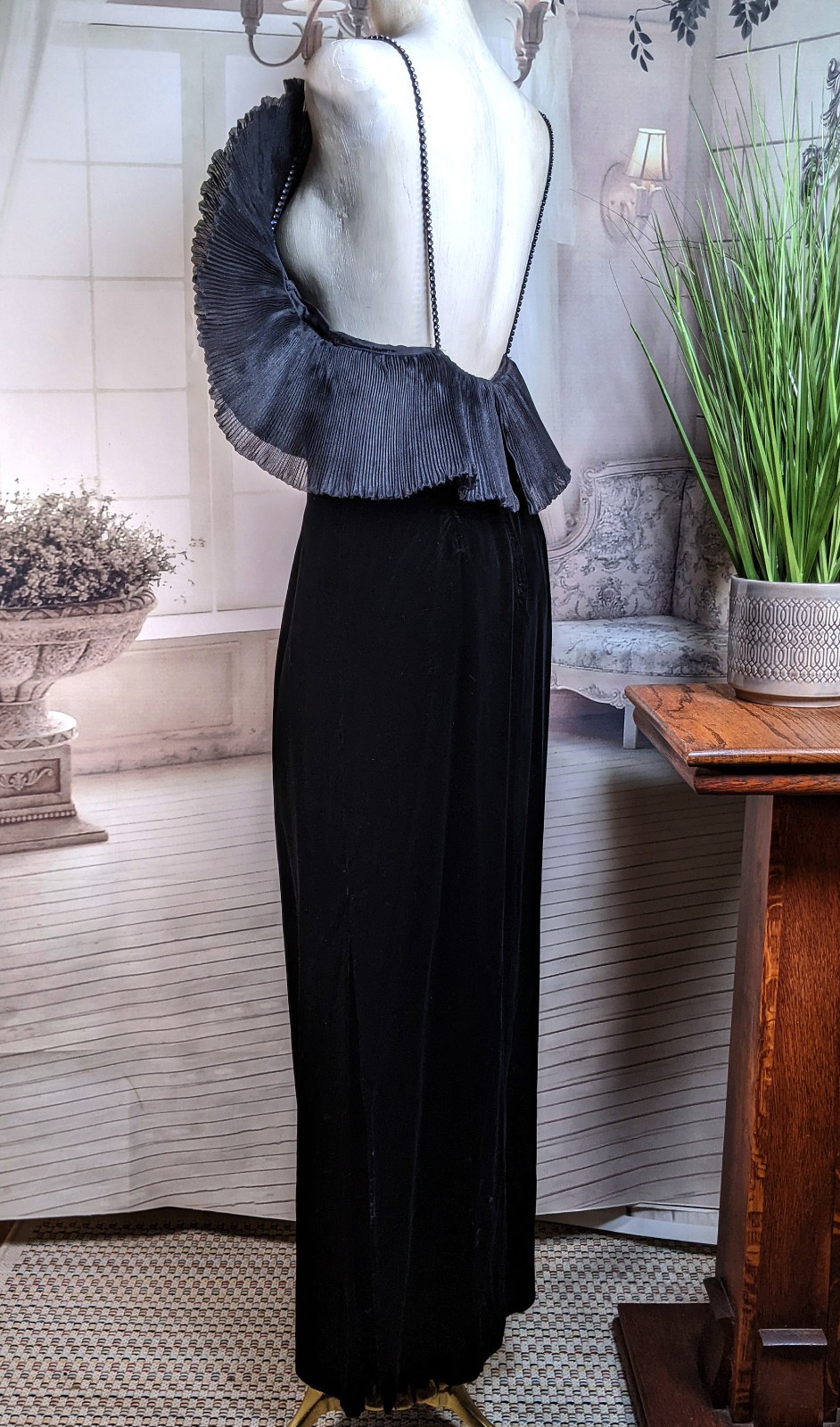 Vintage Nolan Miller Dynasty Collection Couture Origami Black Velvet Gown Sz 8