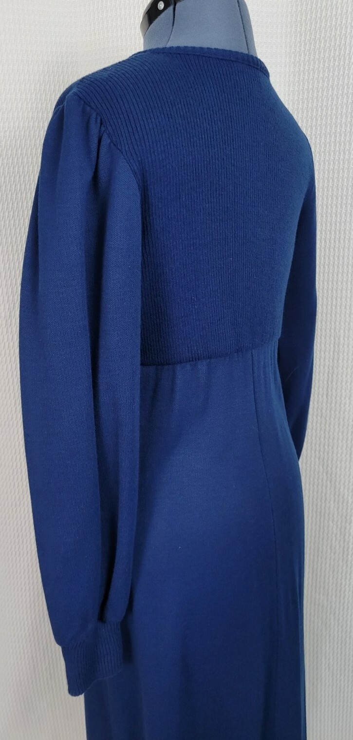 Vintage Cooper Navy Blue Knit Wrap Bodice Dress Size 11