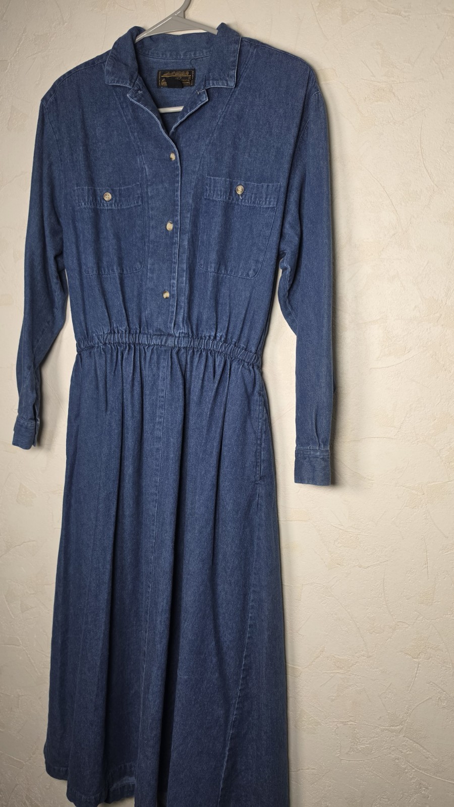 Vtg 90s Eddie Bauer Jean Long Sleeve Dress 100% Cotton Cottagecore Size Small
