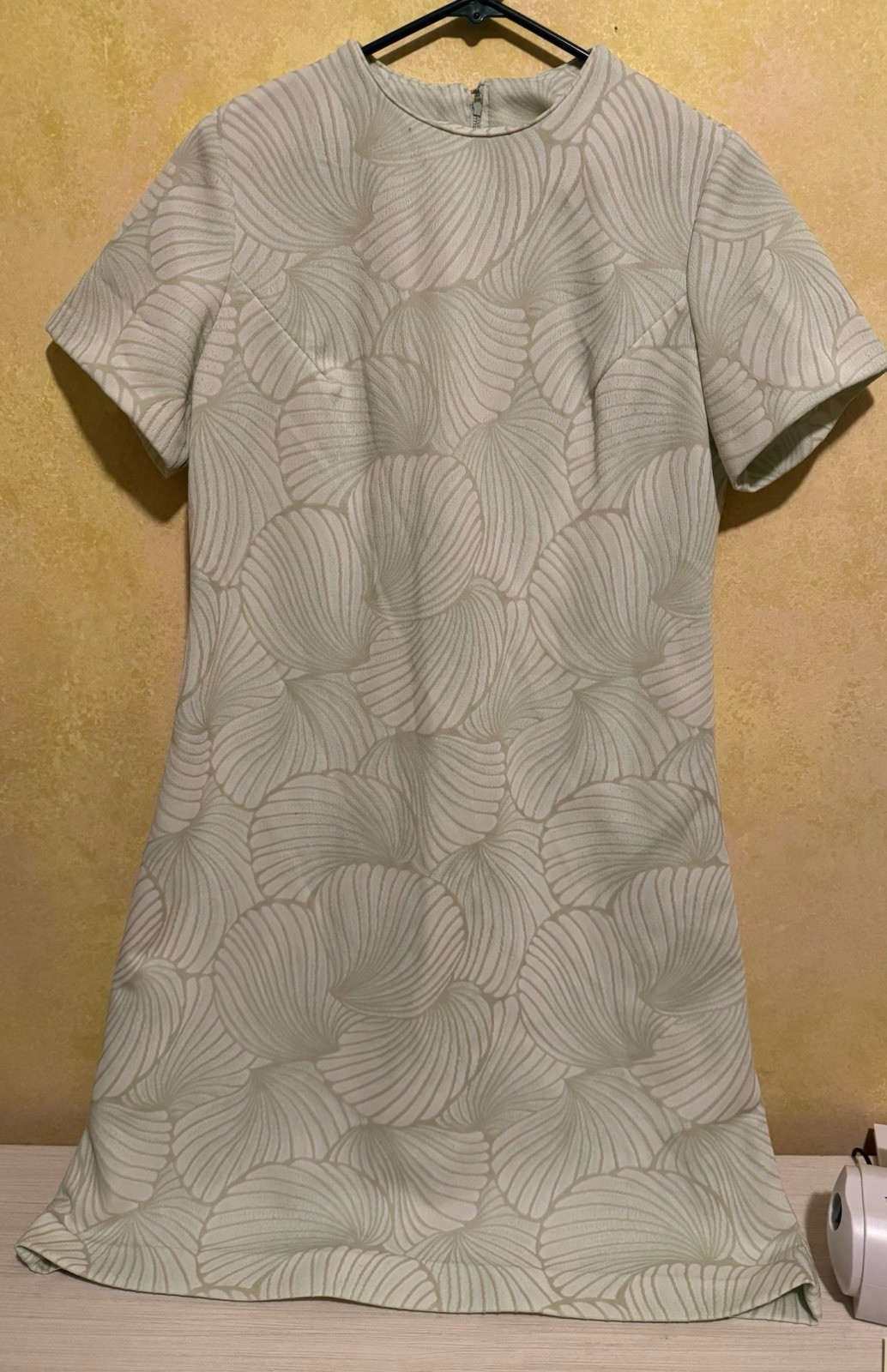 Handmade Vintage Sheath Dress Light Green With Shell Or Fan Pattern