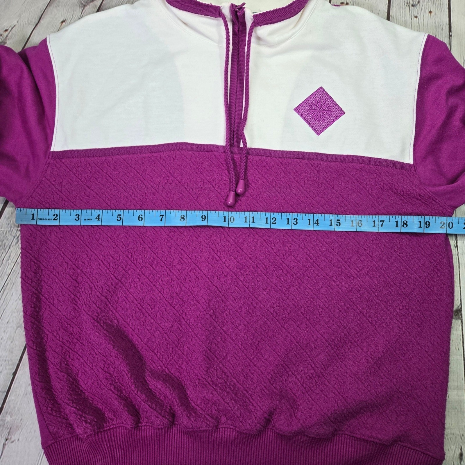 Blast Petites Vintage 90s Colorblock Quarter Zip Pullover Magenta White Small