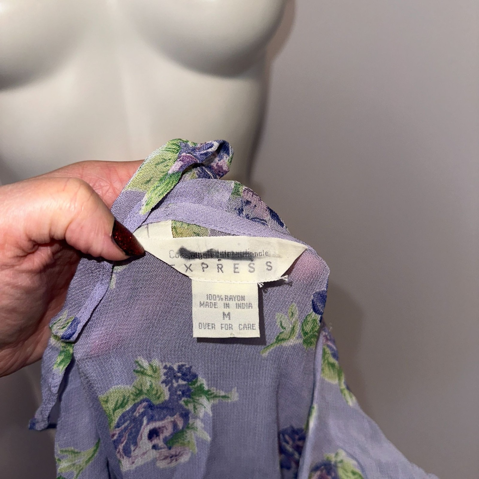 Vintage 90s Express Lavender Purple Blouse Ruffle Fairycore Soft Girl Grunge M