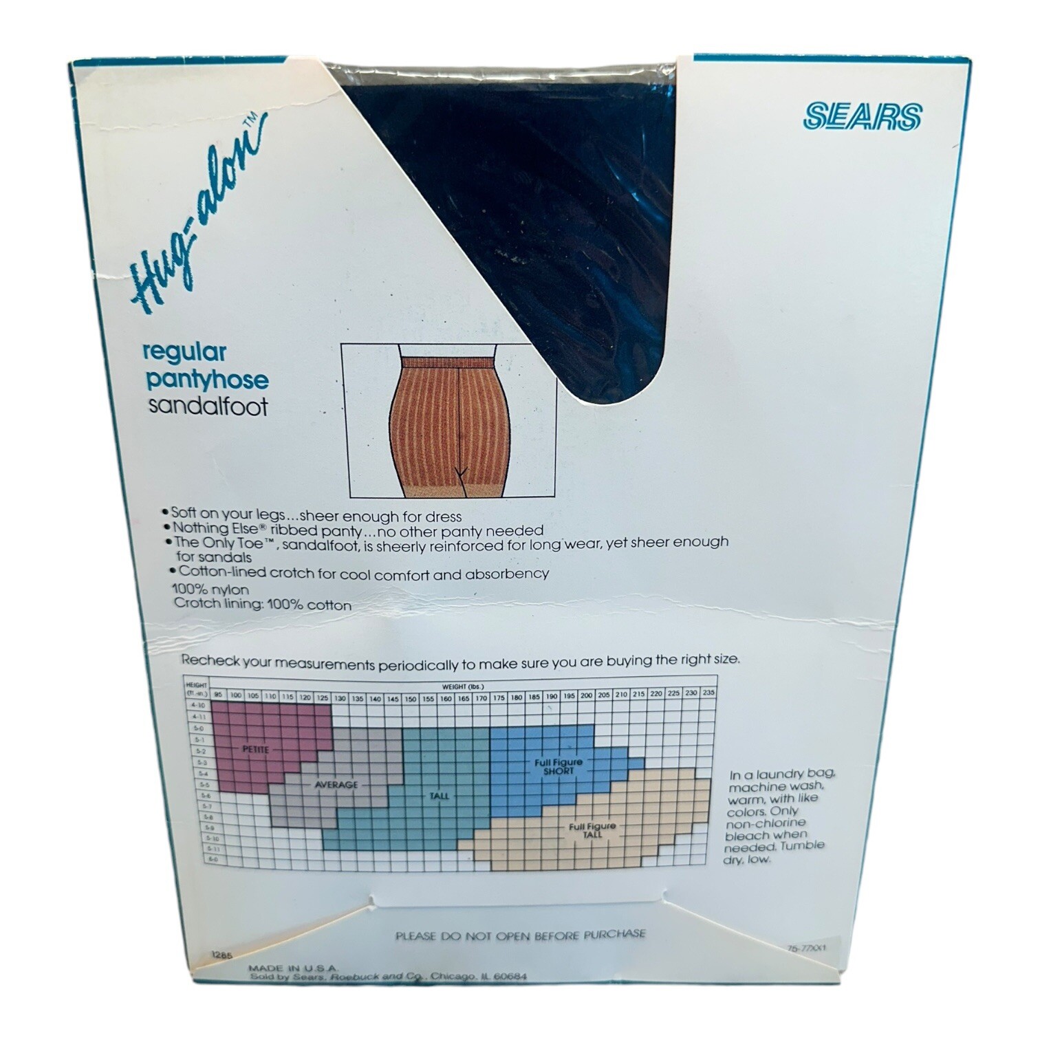 Vintage Sears Hug-along with regular pantyhose sandalfoot Average Navy