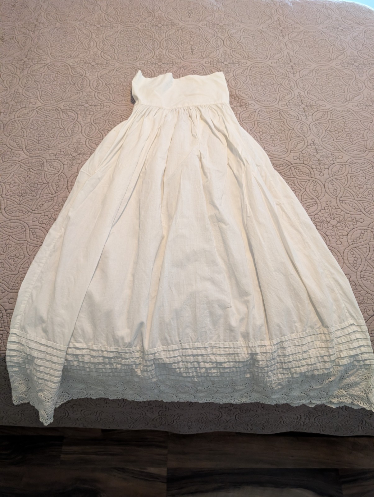 Antq Edwardian White Cotton Pleated Lace Bottom Young Girl/ Small Girl Petticoat