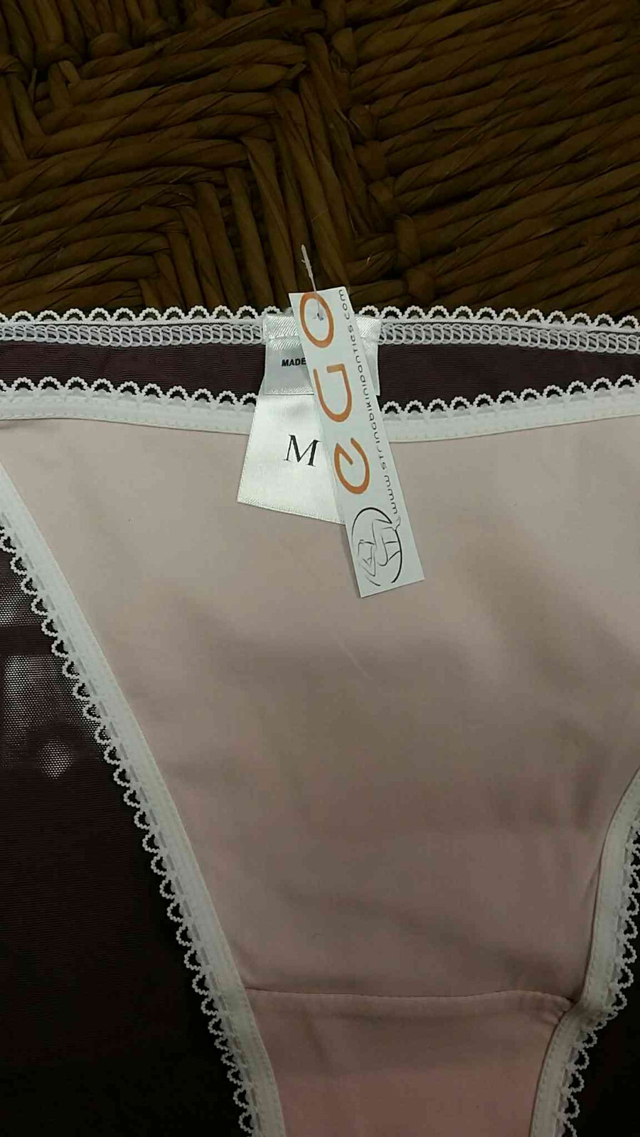 String Bikini Panties, Sheer Orchid, Size 6, EGO Branded, Funky and Sexy