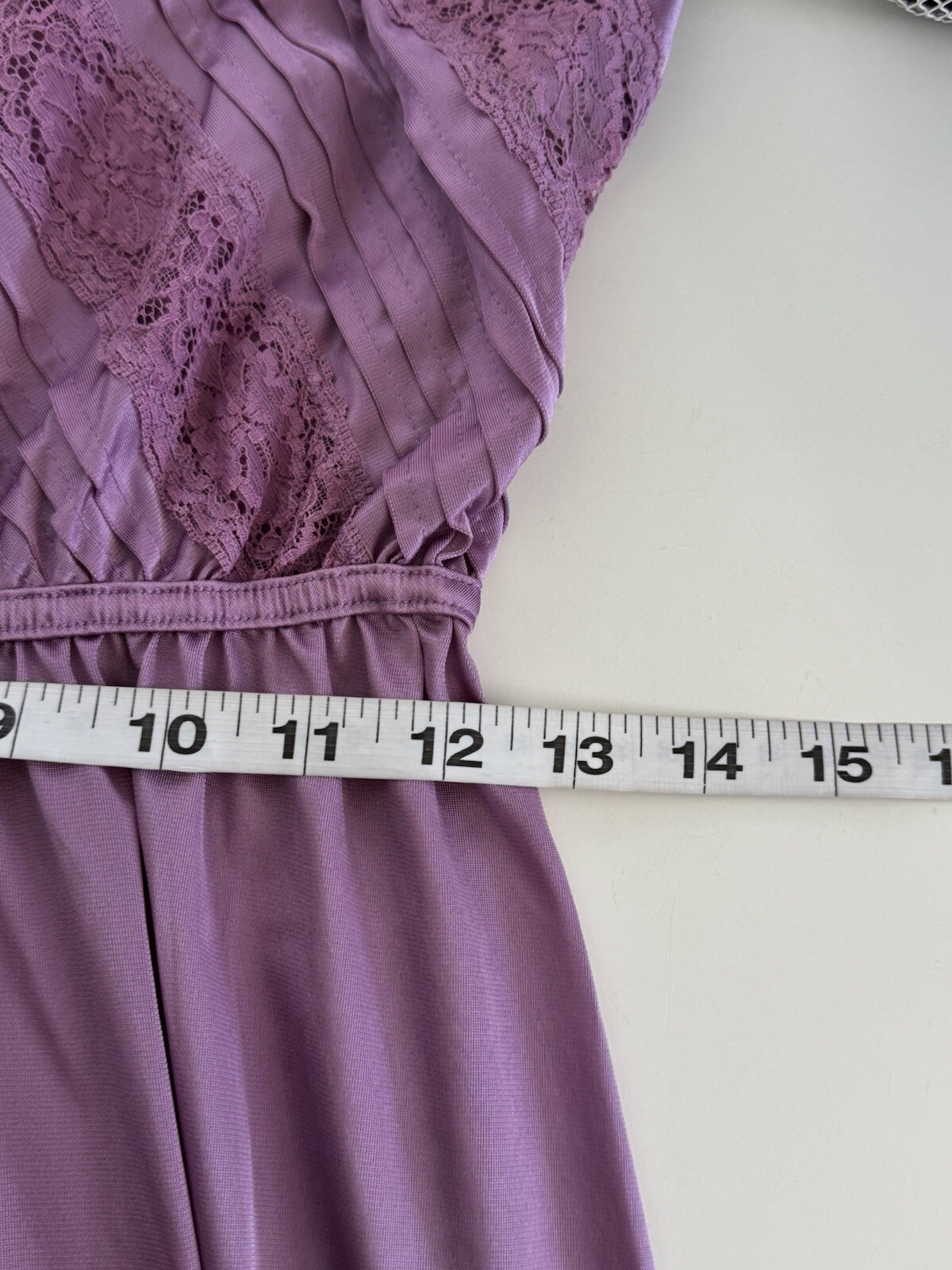 VTG 70’s Sears Nightgown Dress Purple Sz M Nylon Lace Size M 12-14