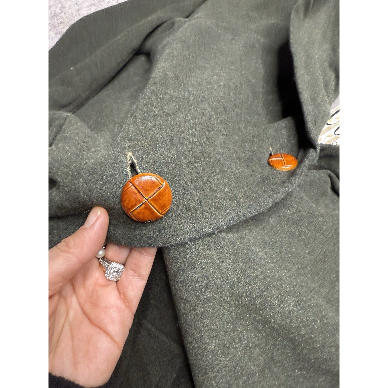 Vintage 70’s Women’s Green Wool Coat Hooded XL Wool Cashmere Trapeze