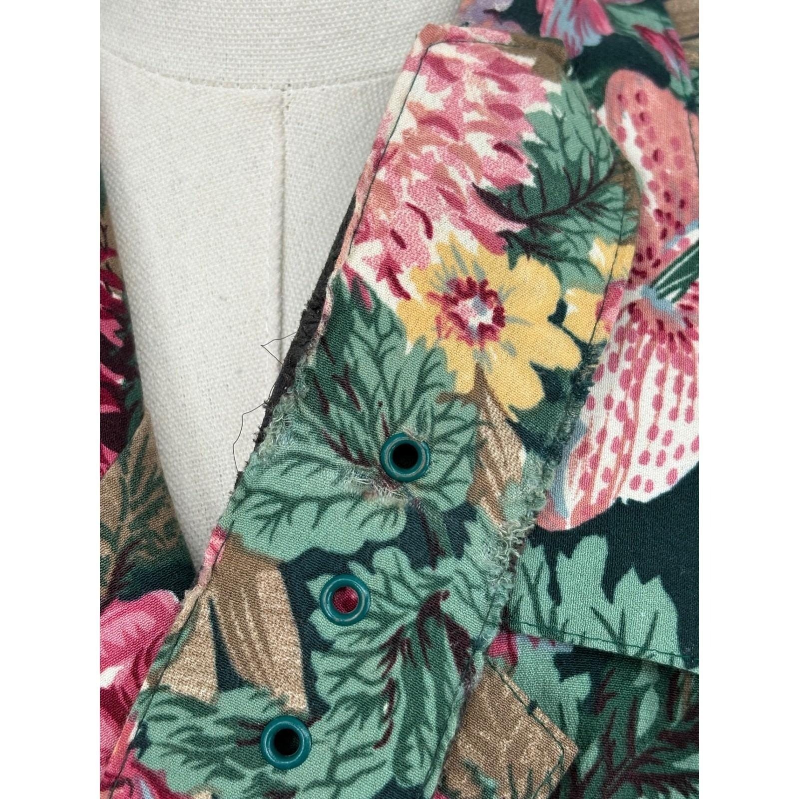 Vintage Lady Carol of New York Floral Midi Dress Green Belted 16