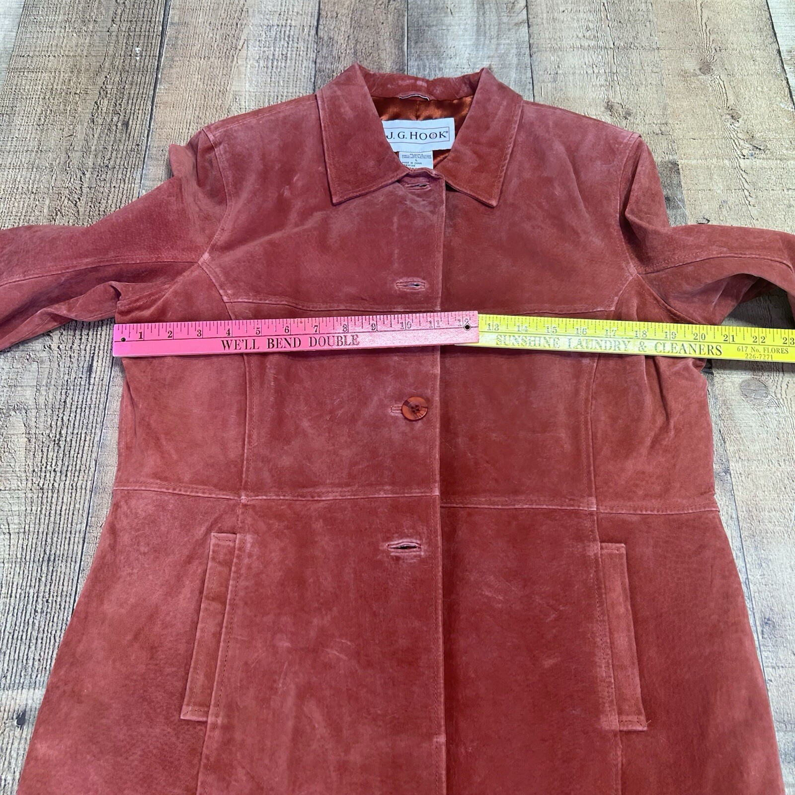 VTG J.G. Hook Deadstock Rust Leather Jacket Lined Long Sleeves Size Large NWT