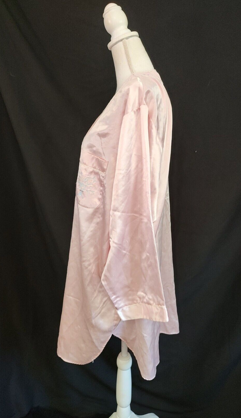 Vintage 90’s Nightgown Erica Taylor Brushed Back Satin Shine Pink Nightshirt L