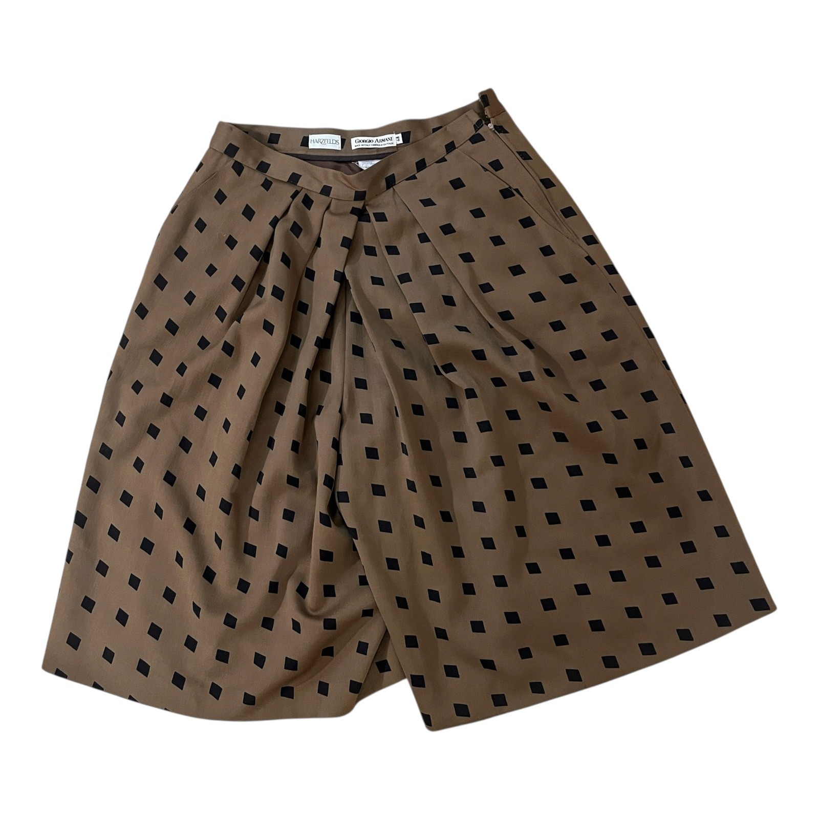 Giorgio Armani Vtg Wool Culottes Diamond Print Wide Leg Shorts IT 48 / Waist 30