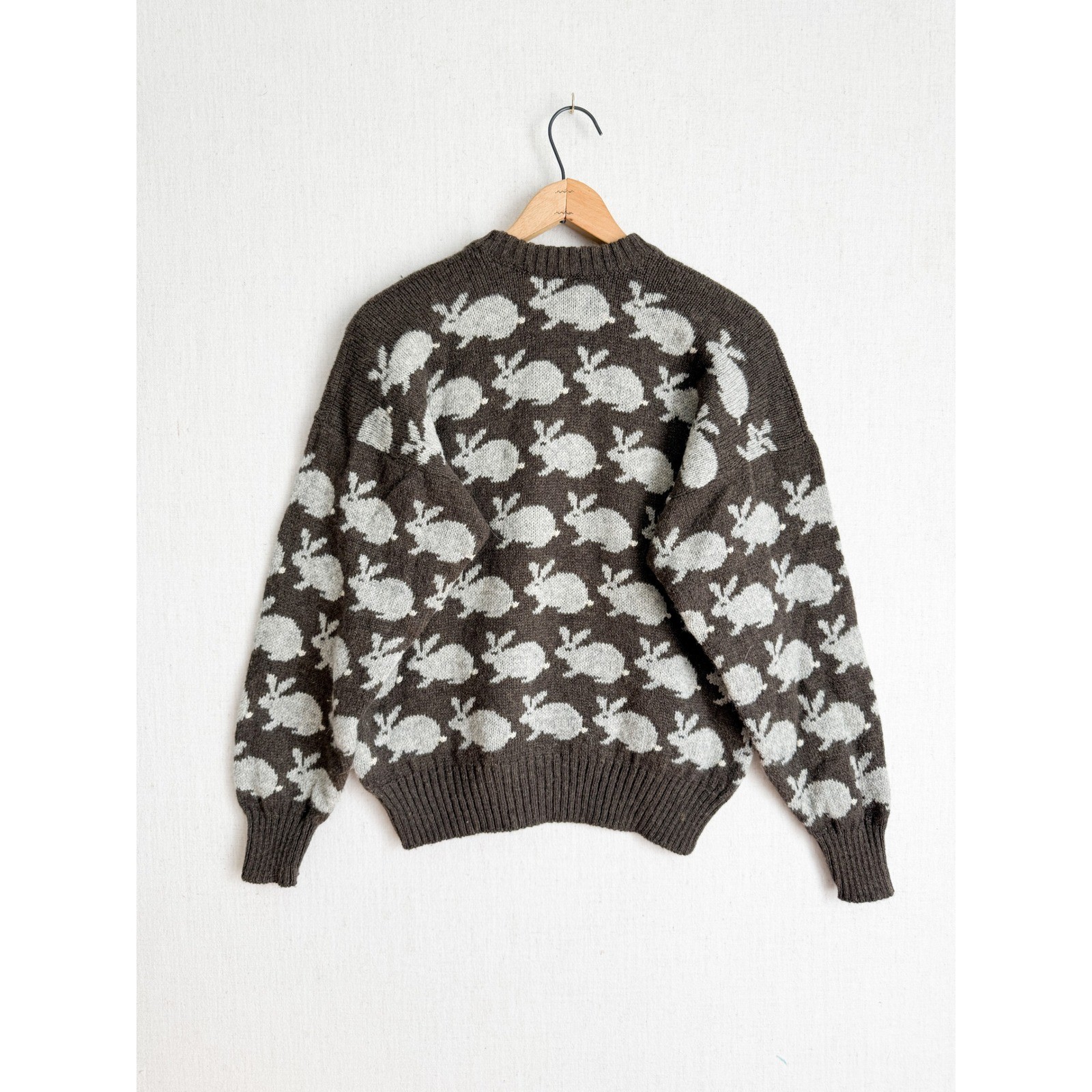 Skye Crotal Knitwear Vintage Wool Rabbit Sweater Brown Made in Scotland Women L
