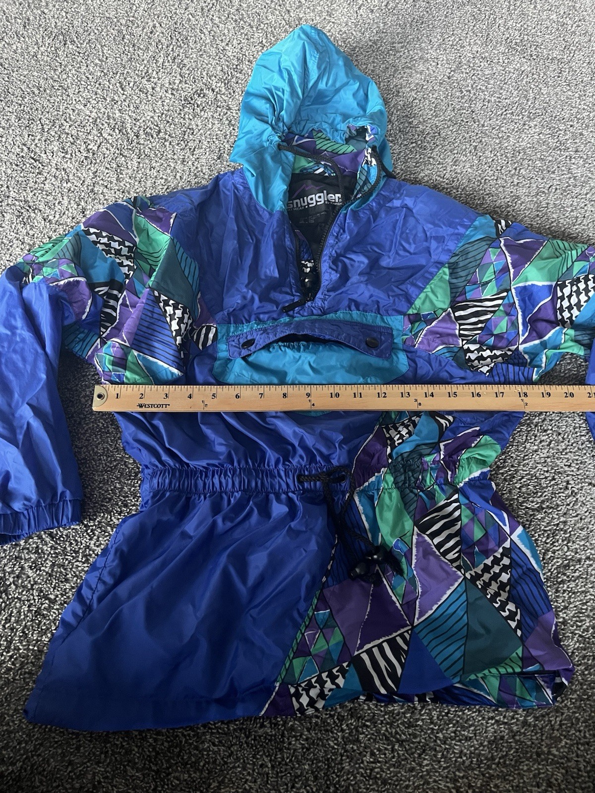 Vtg 80s 90s Snuggler by Kaelin Blue Abstract Print Cinch Light Jacket Size 6 SS
