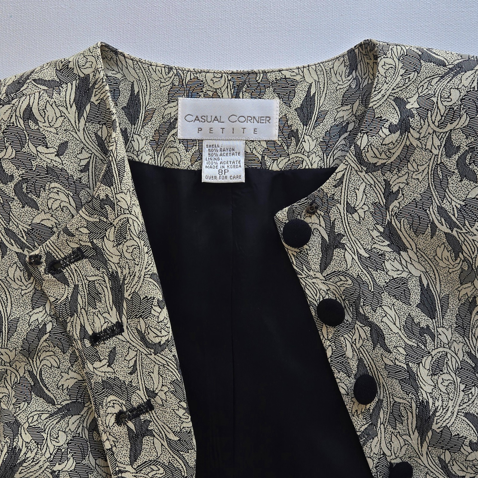 80s Vintage Casual Corner Jacket Jacquard 8P Feminine Prince Sgt Pepper Chic