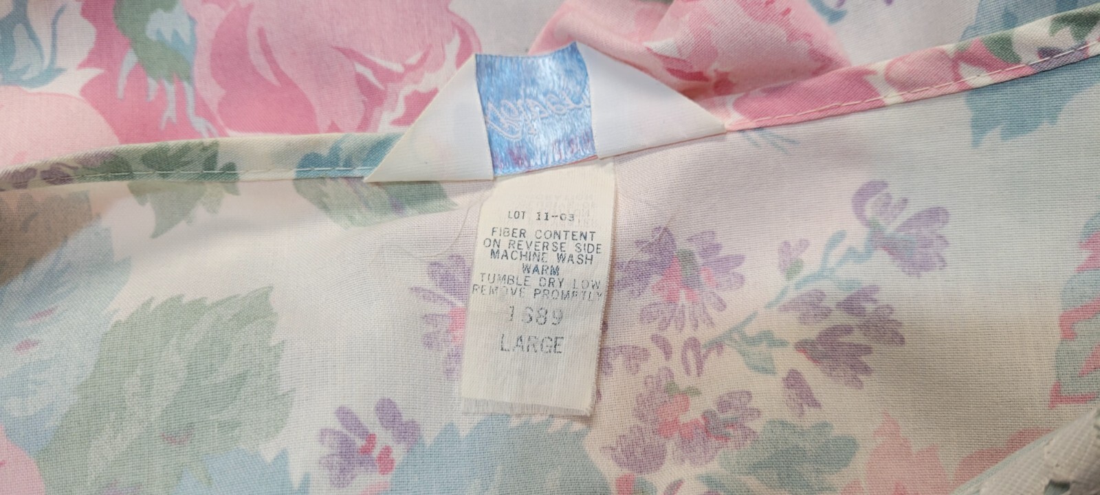 Vintage Wolverine Zip Dressing Gown Robe Pastel Floral Peter Pan Lace Collar L