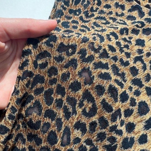 La Senze Lingerie Leopard Print Cheetah Semi-Sheer Turtleneck Tank