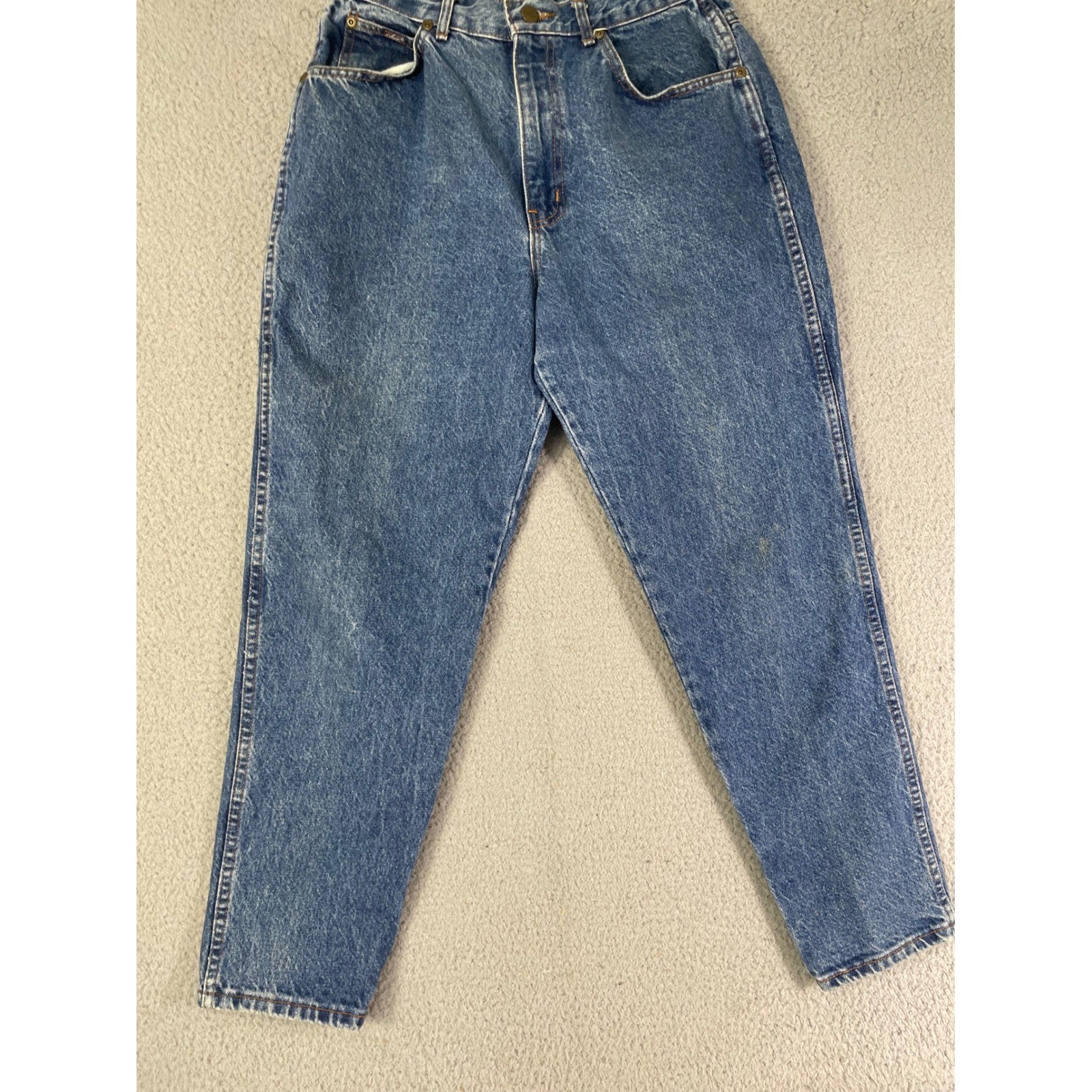 Vintage Chic High Waisted Tapered Mom Jeans Medium Wash USA Made Size 14P 28×26