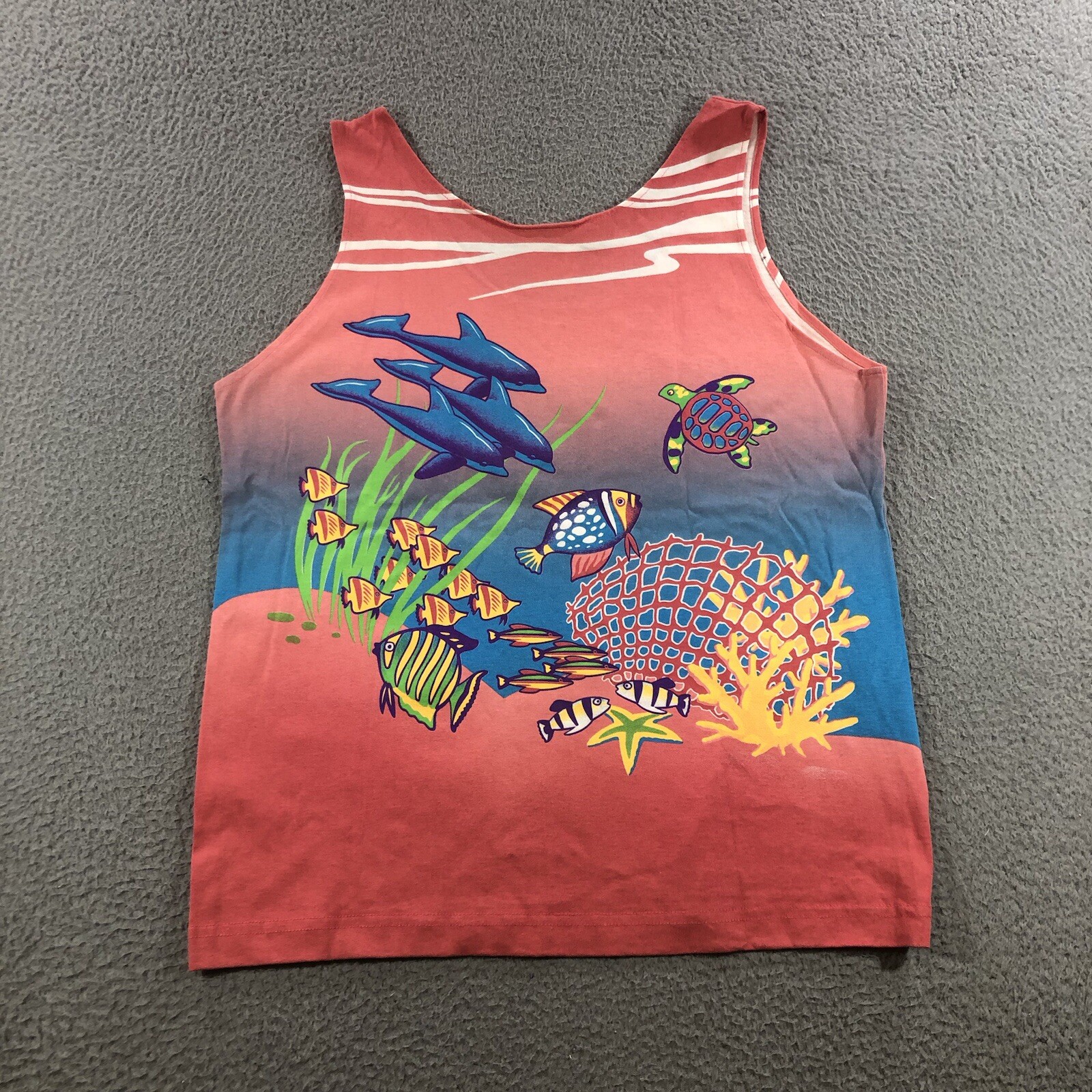 Vtg 90’s Lifestyles Resort Wear Tank Top Women’s L Pink AOP Hawaii Crazy Shirt