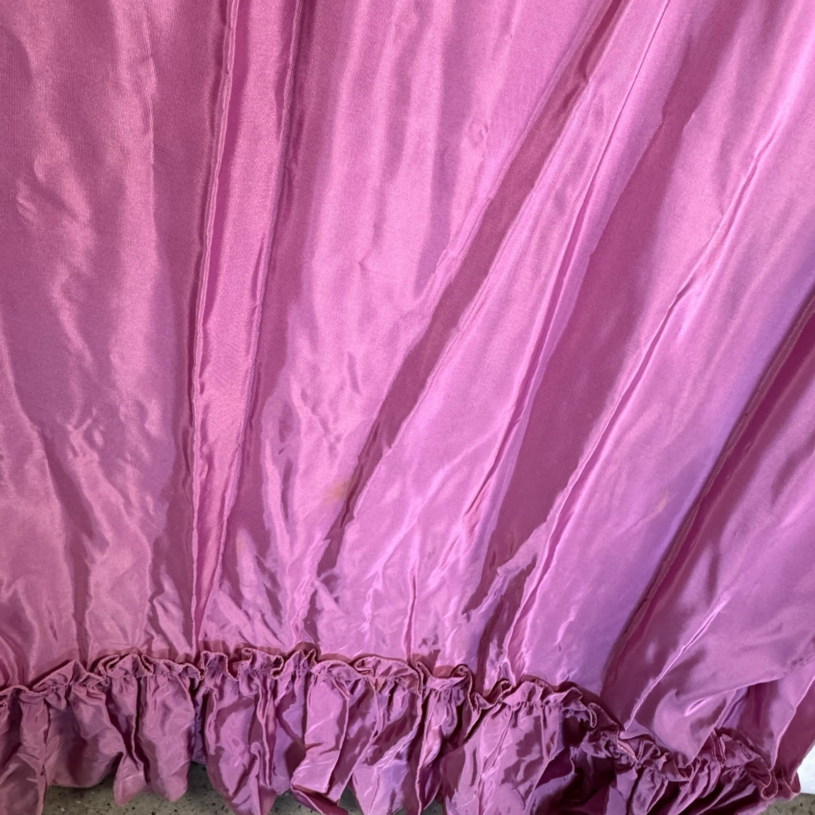 Vintage USA Velvet Taffeta Maxi Dress Burgundy Pink Puff Sleeve 20
