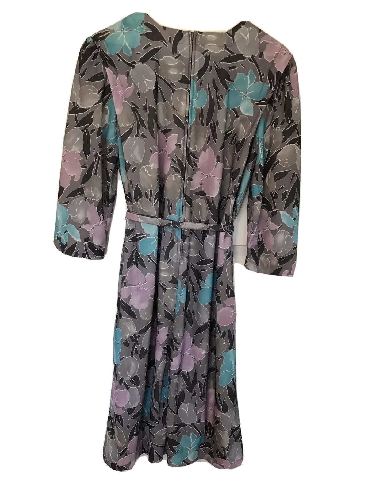 Vintage Dress 80s Floral Shift Signor California New w/Tags NWT Gray Purple Blue