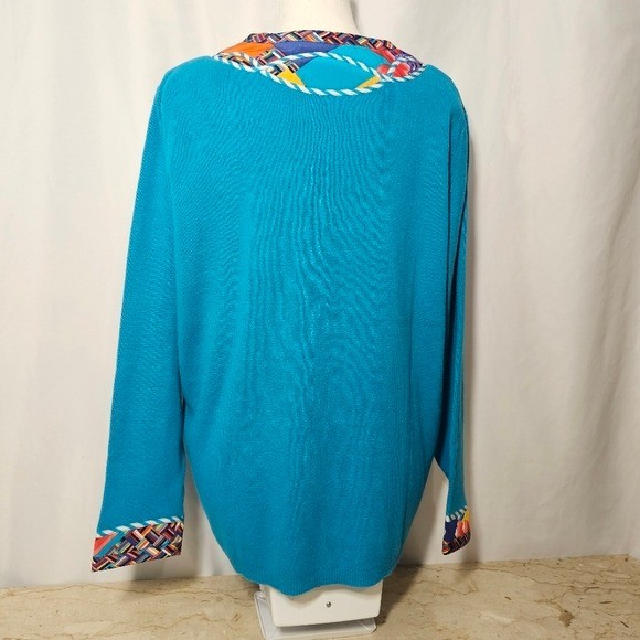 Vintage Koos of Course! 2-Piece Womens Turquoise Cardigan & Silk Shell Top L