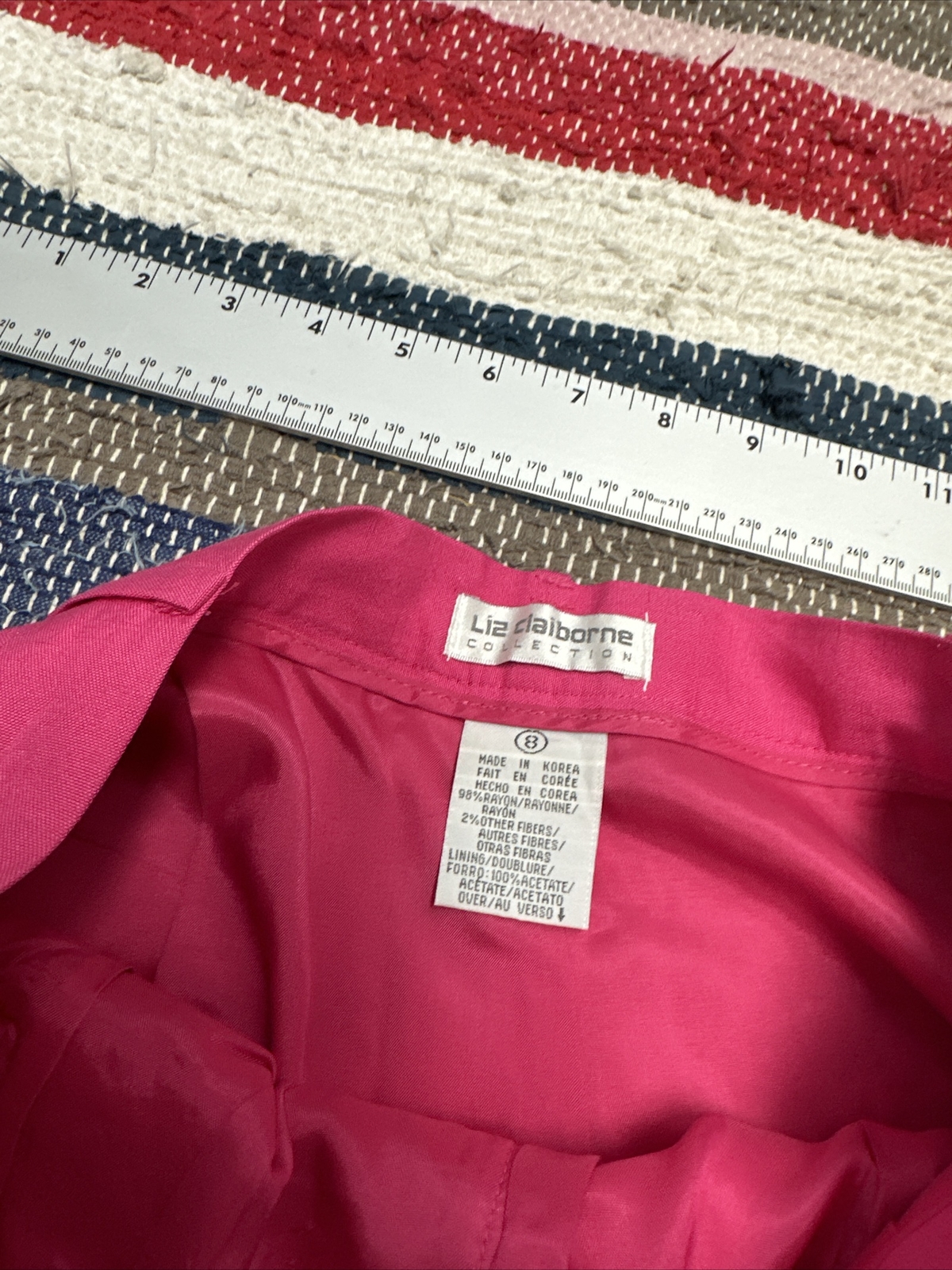 Liz Claiborne Collection Pink High-Waist Rise Pleated Belt Loops Women’s 8 28×7”