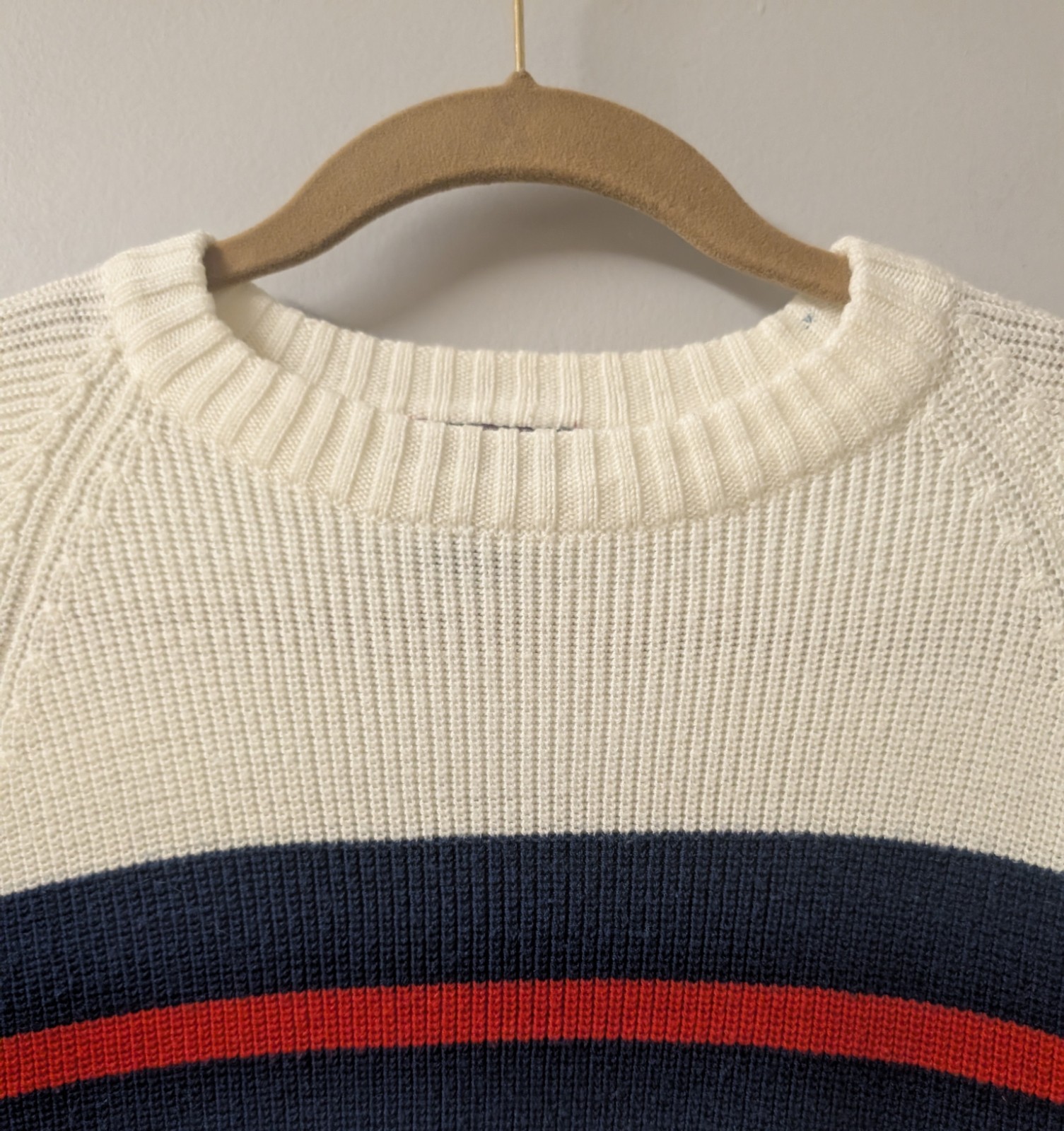 Vintage 70’s Checkmate Knit Preppy Striped Acrylic Pullover Sweater Hong Kong S