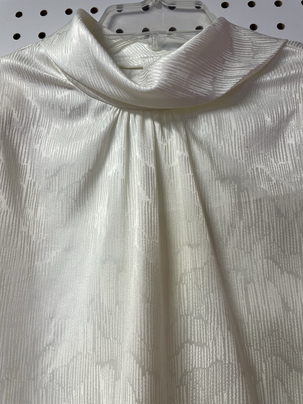 Vintage Russ off white high neck button back long sleeve blouse womens size 14