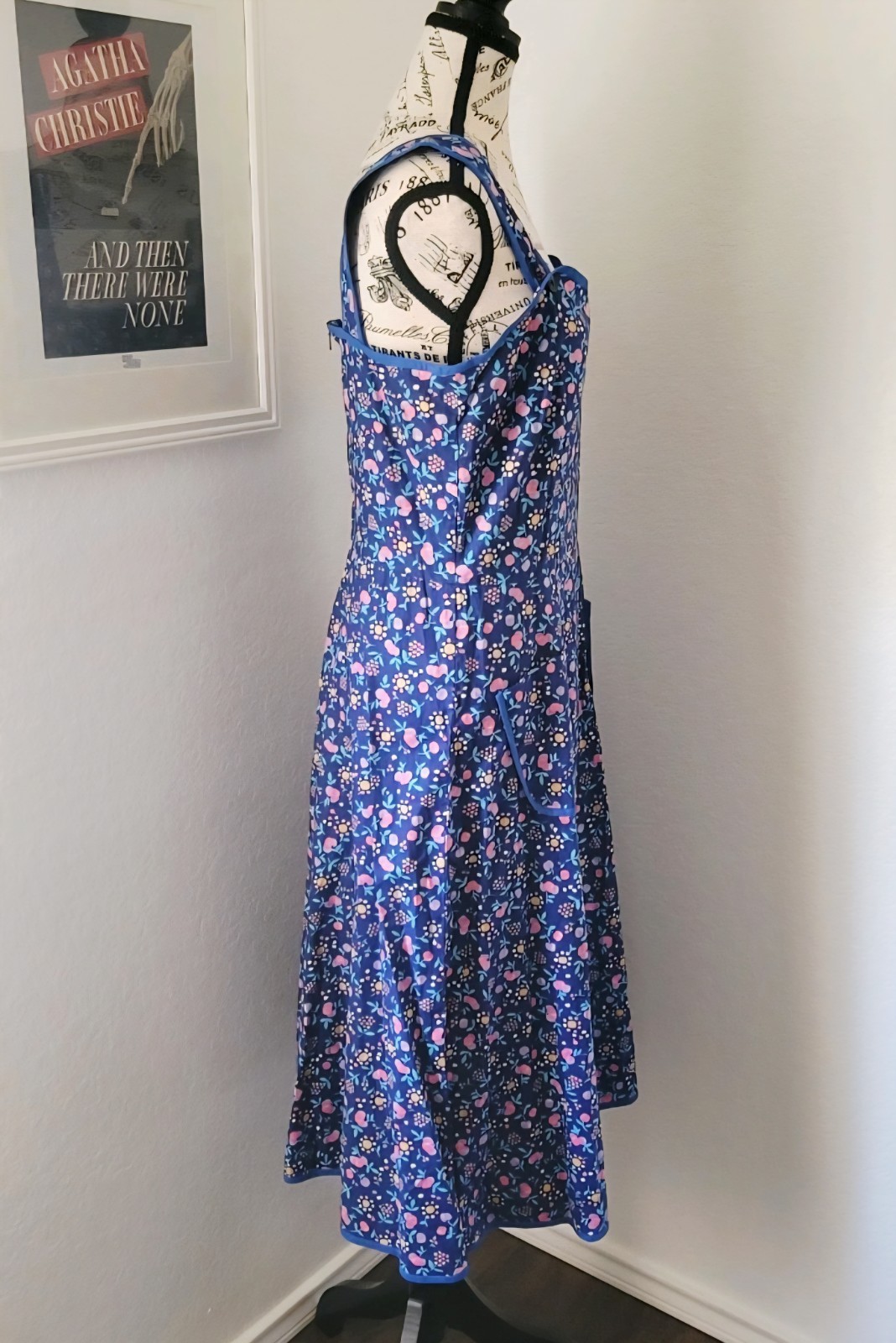 Vintage 70s German Cotton Sundress Cottagecore Fruit Floral Print M/L
