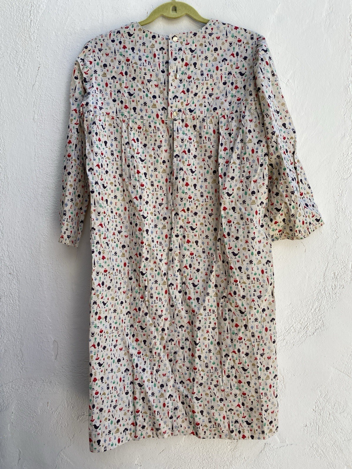 Vintage 60s Handmade M Smock Dress Alphabet Print