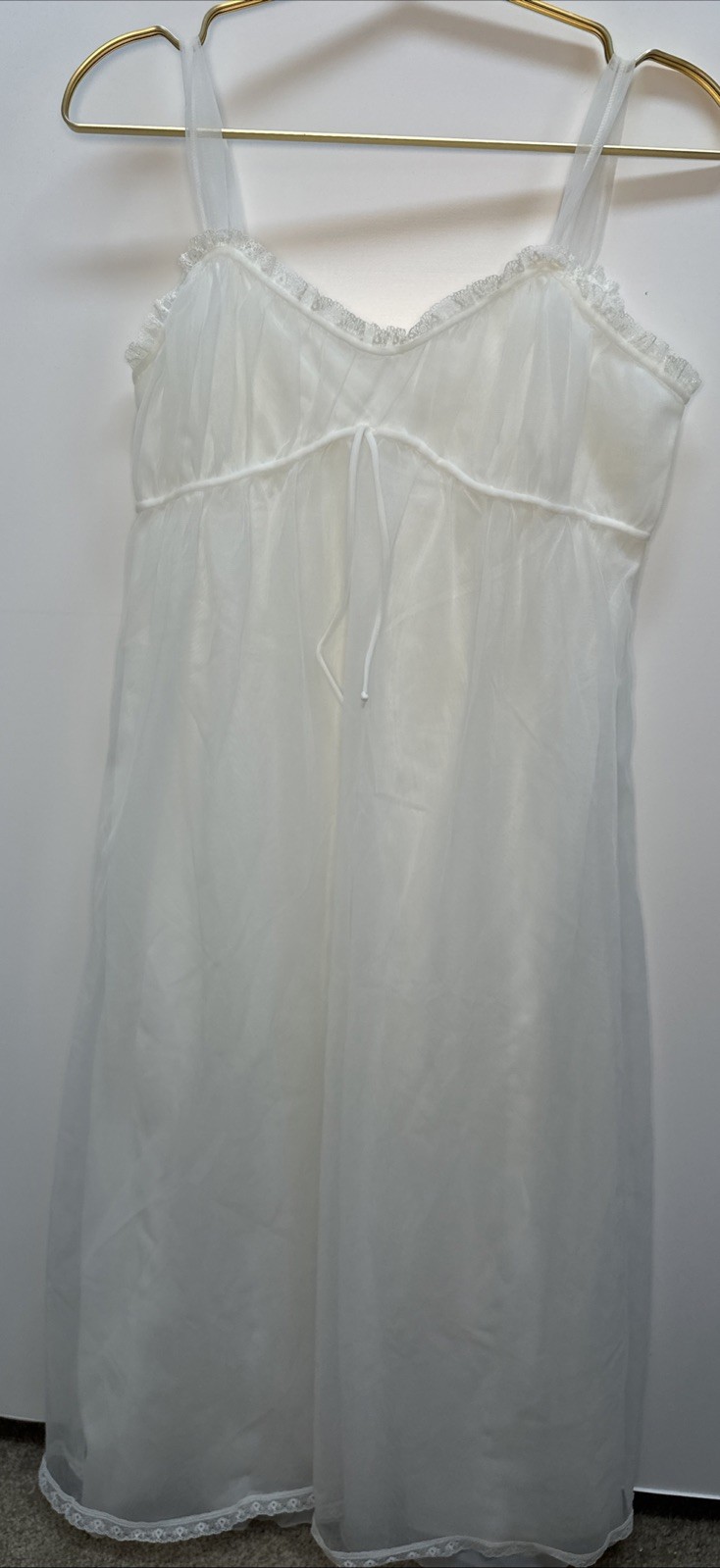 Lisette Lace Peignoir White Nightgown Lingerie Sheer 100% Nylon USA 2 Piece VTG