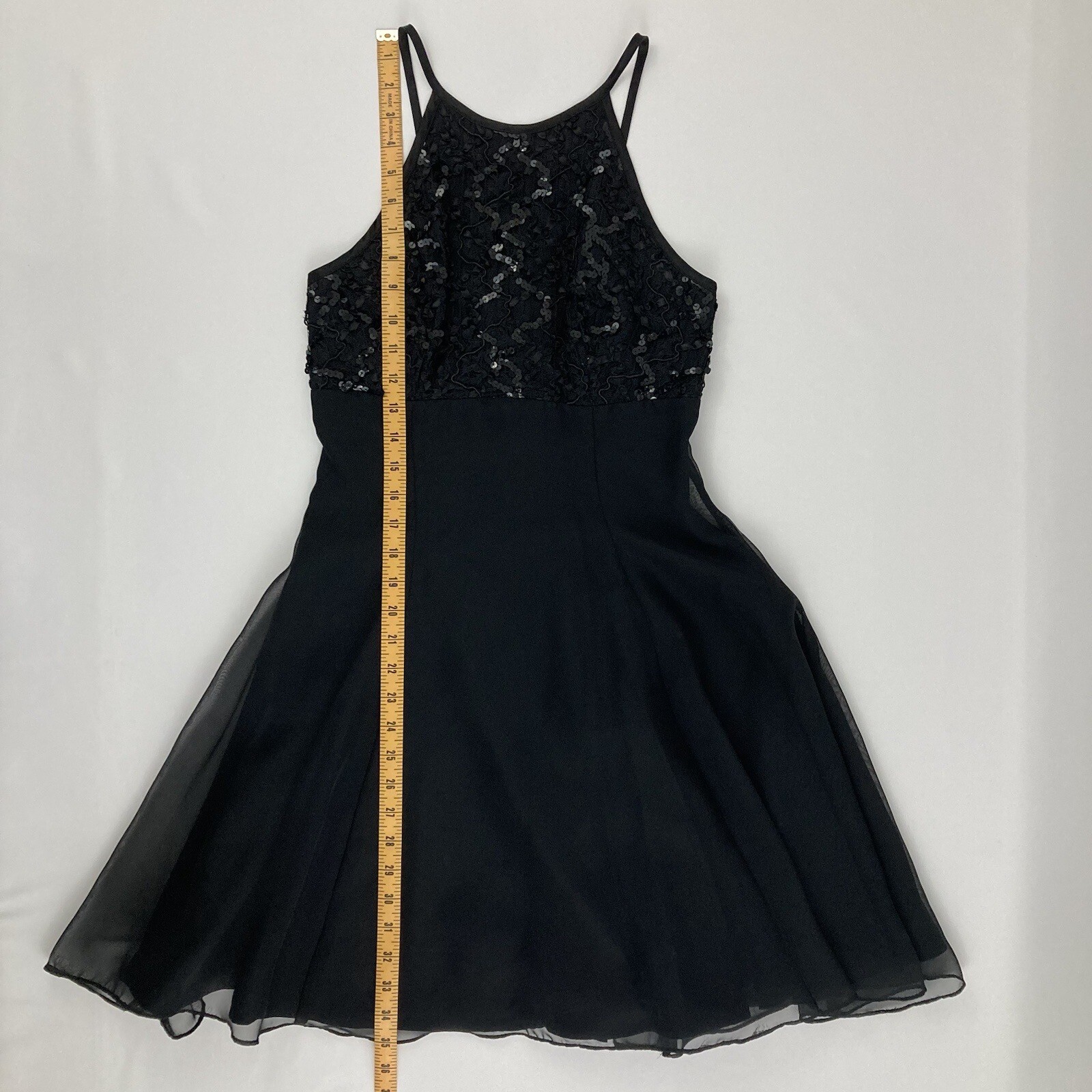Vintage De Laru By Linda Bernell Black Spaghetti Strap Cocktail Dress Size 5
