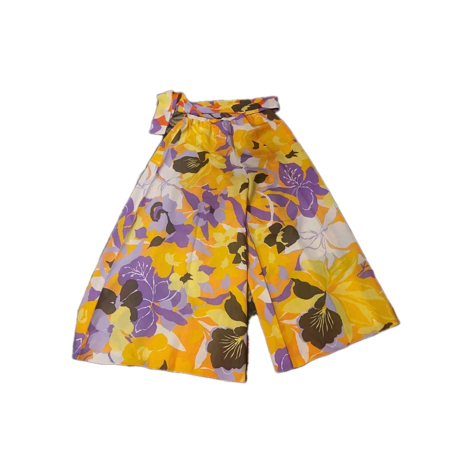 Retro vintage hippy glamour groovy yellow purple orange palazoo pants womens 9