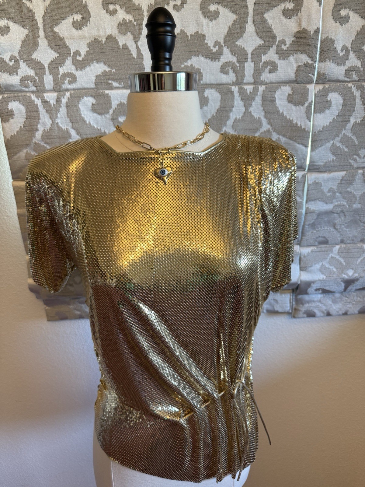 VTG Sexy Whiting & Davis Vintage Metal Mesh Gold Top Bag Liquid Chain Mail RARE