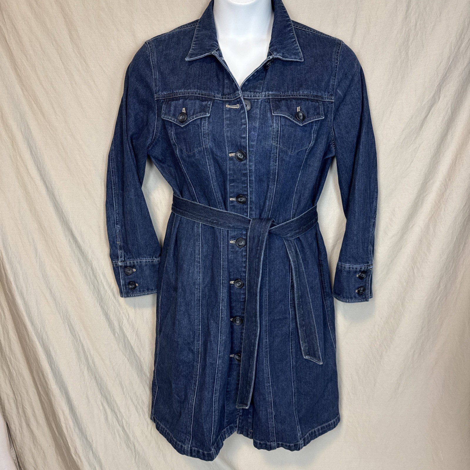 VTG Jones New York Country Sz 14 Denim Dress 100% COTTON +Belt Cottagecore