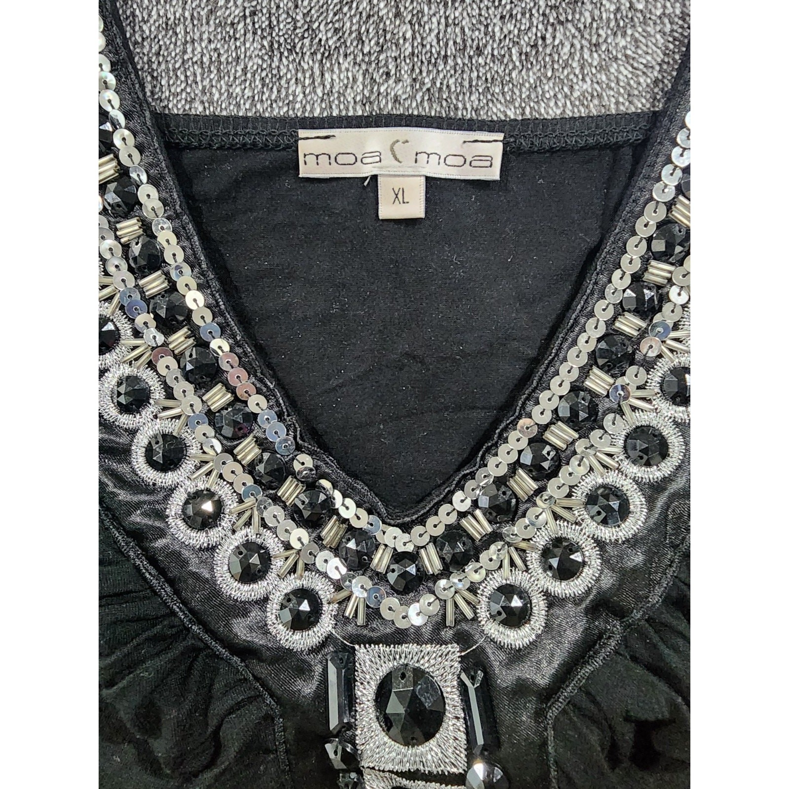 VINTAGE Moa Moa Embellished Shoulder Strap Top, Womens L, Juniors XL