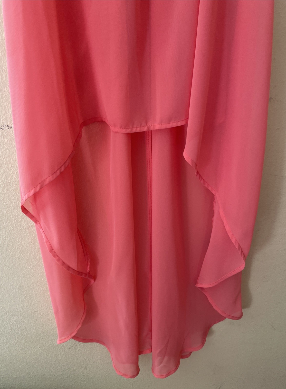 VTG Y2K Coral Orange Sheer High Low Babydoll Lingerie Slip Nightgown Kandy Kiss