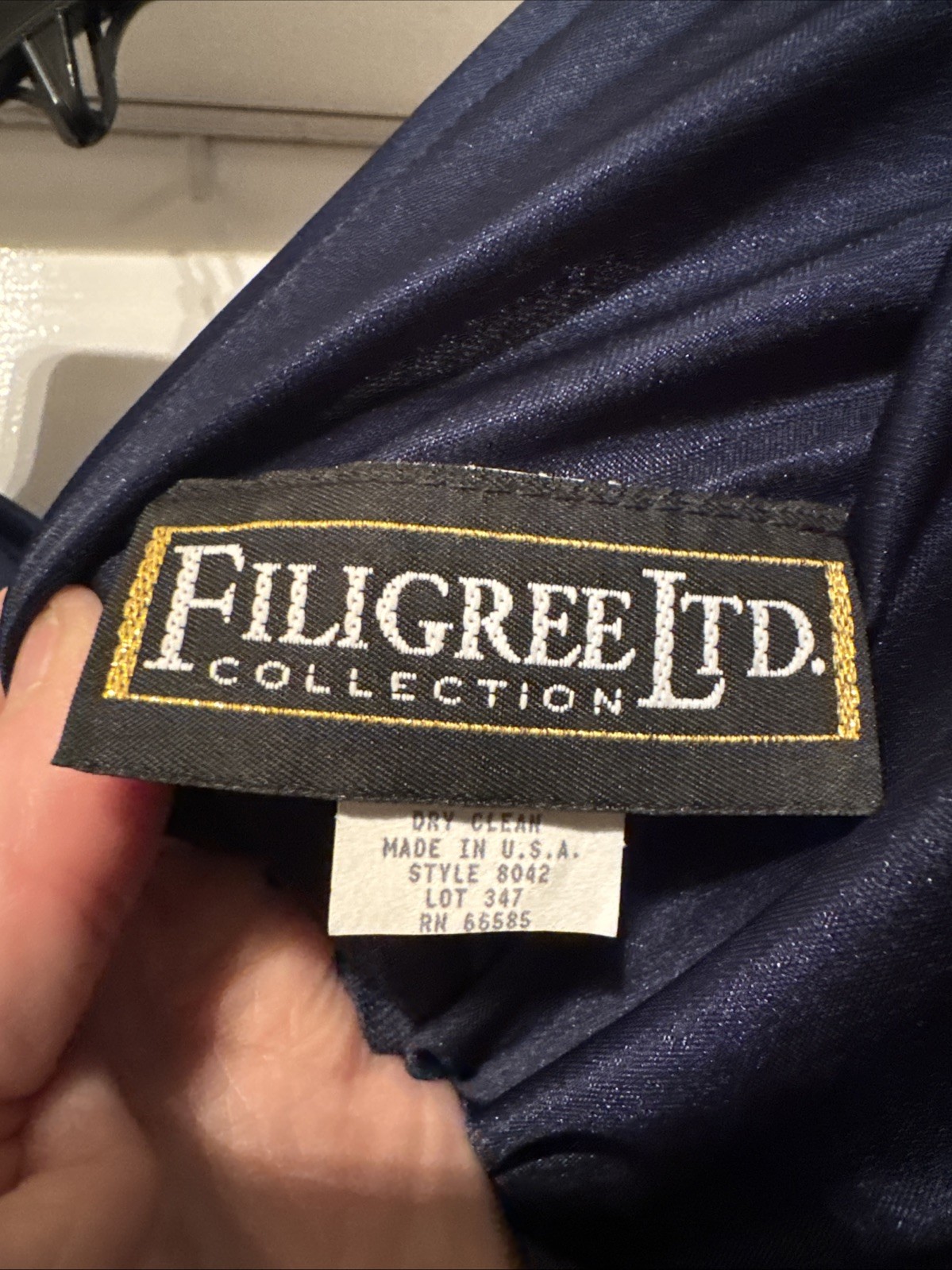 VTG 80’s Filigree Ltd Blue Ruched Midi Dress USA Style 8042 Size S?
