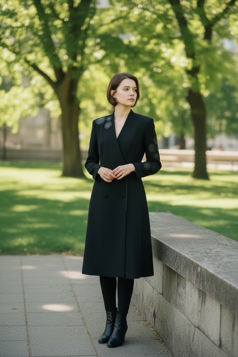 Lillie Rubin Vtg (80’s) Daymor Couture Black Coat Dress Beading 10 Hong Kong