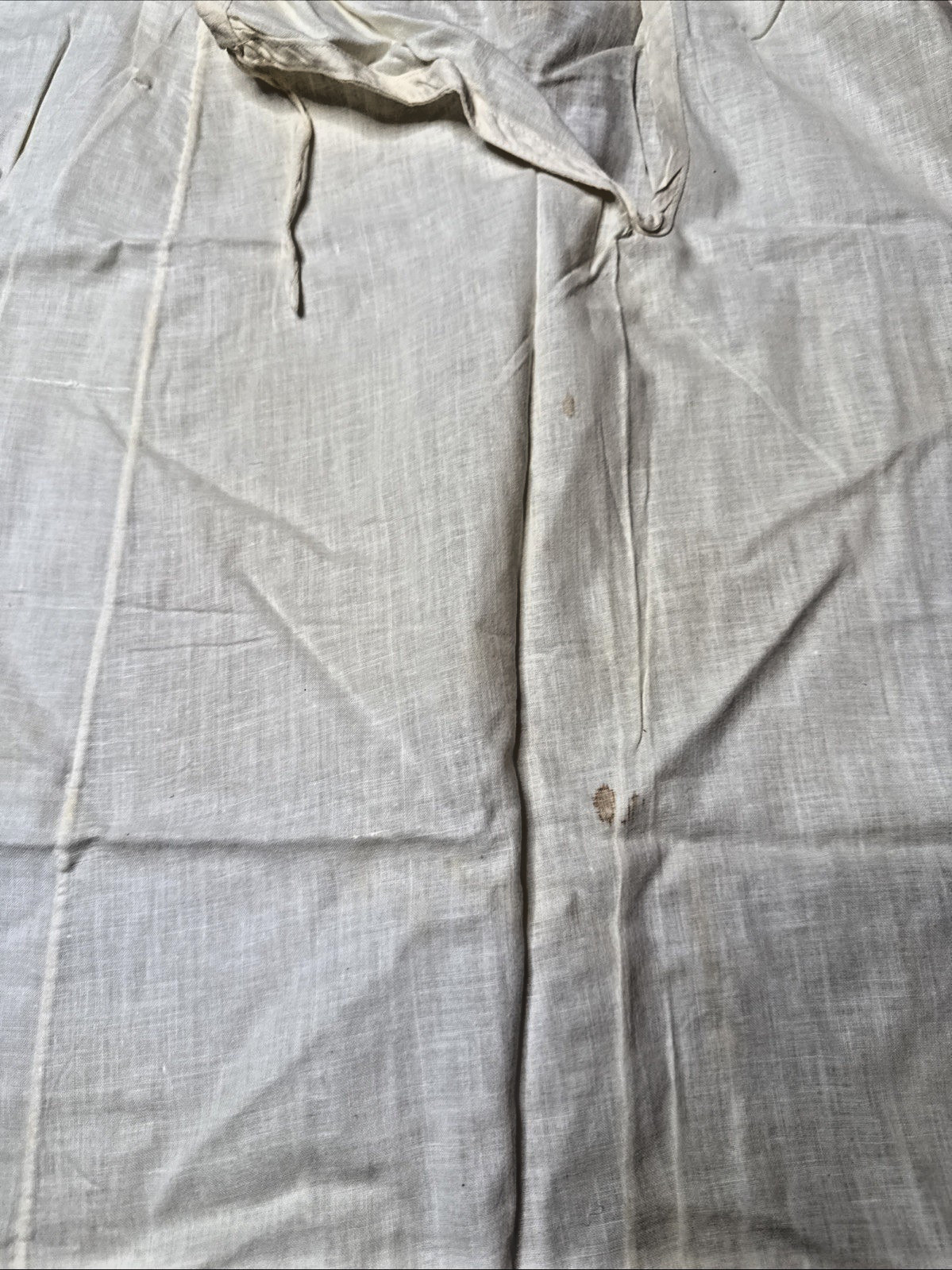 Vtg White Cotton Eyelet Half Slip 32″L Sz 14 Back Drawstring Scalloped Hem