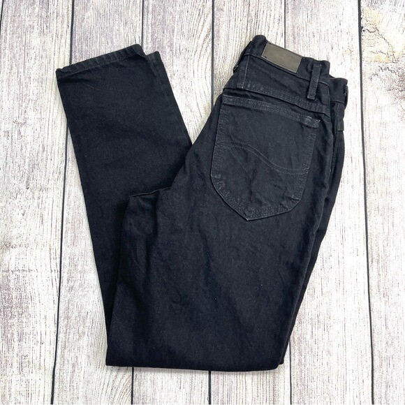 Vintage Lee Black High Waisted Tapered Leg Mom Jeans Size 7 Petites