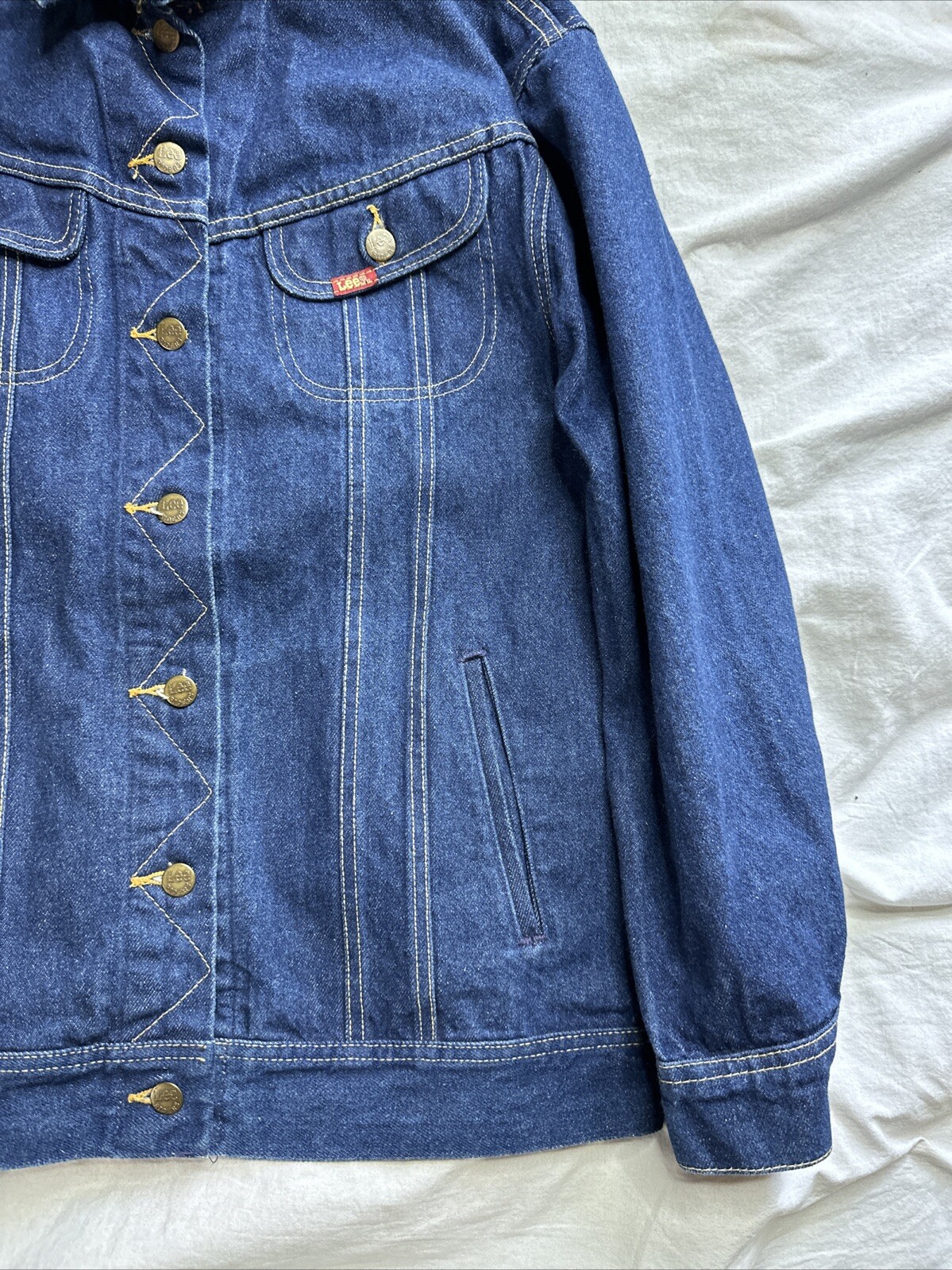 Vintage 90s Ms Lee Denim Jean Trucker Jacket Womens Size 9/10 40 Dark