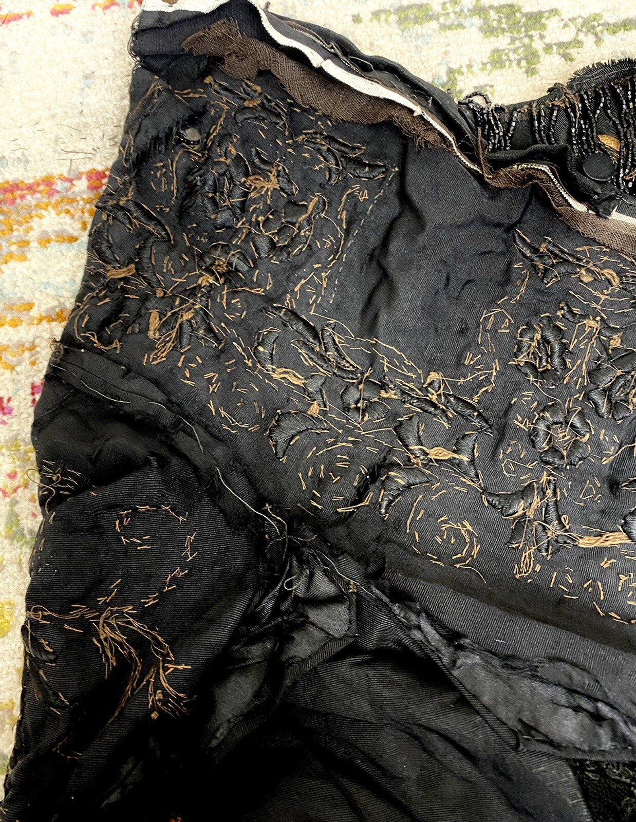 Authentic 1800s Victorian Black Jet Beaded Jacket Damaged Costume Inspo as is