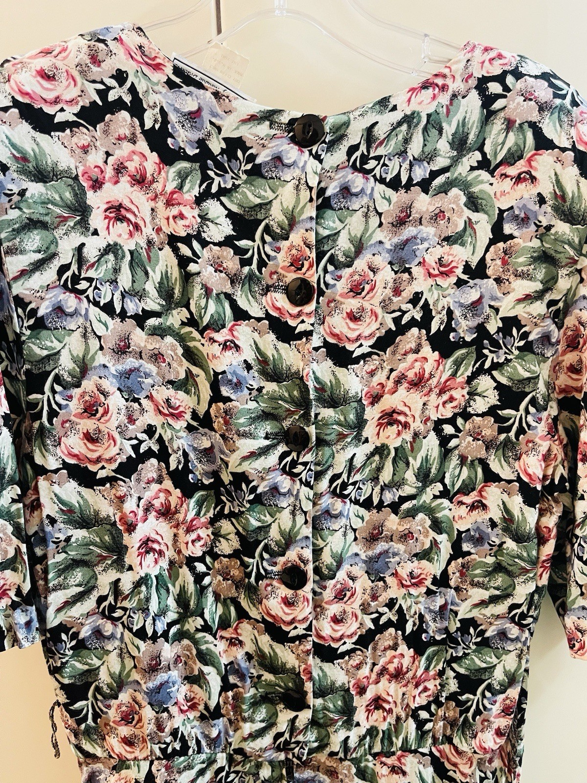 VTG E.D.MICHAELS By Meianie Drucken Cotton Dress Floral Zip Button Sz S/M