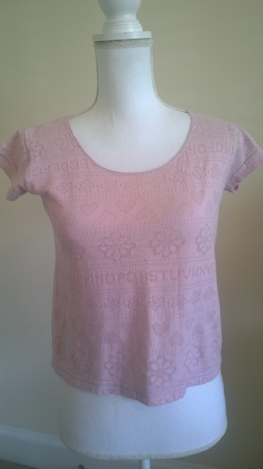 Vintage Anthropology Light Lilac Junior’s Pattern Short Sleeve Top Size S