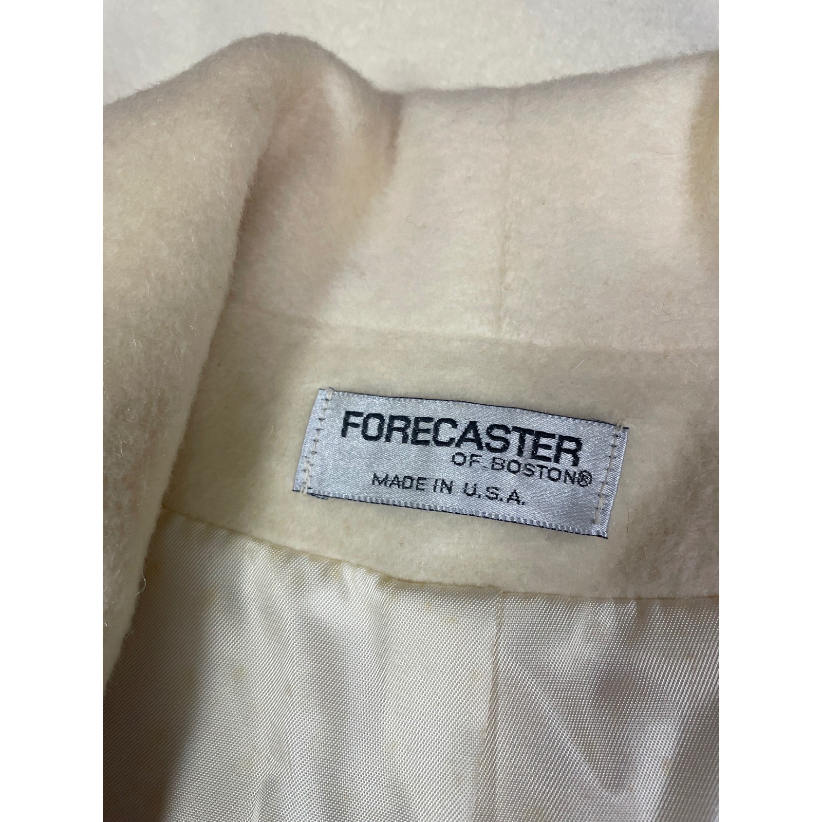 Vtg Forecaster Boston Ivory Wool Mohair Coat Shawl Collar Luxury Career USA 7/8