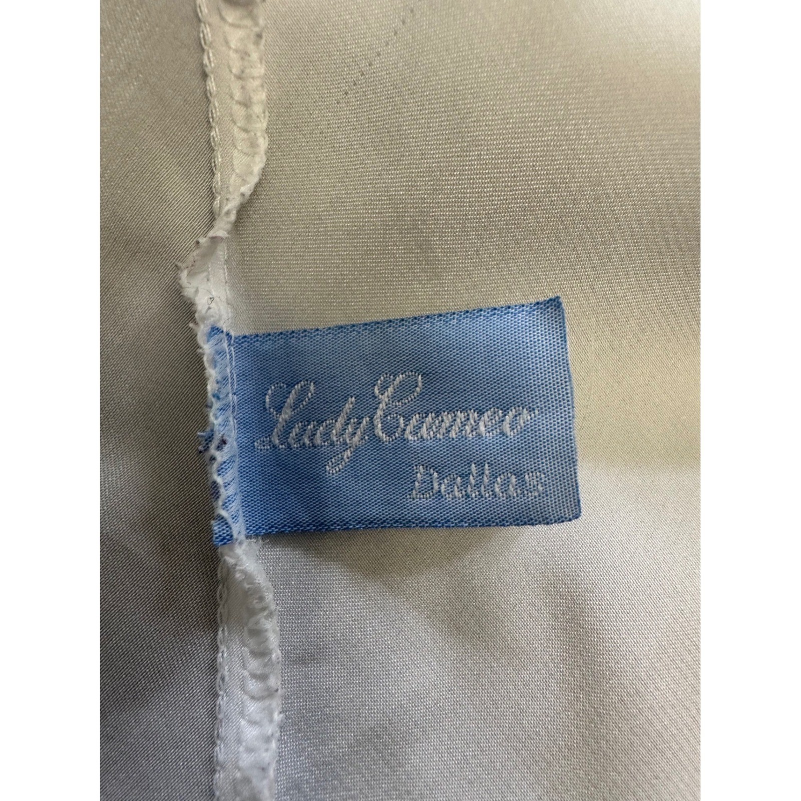 Vintage Lady Cameo Dallas White Satin Lace Nightgown Slip Dress Large USA Made