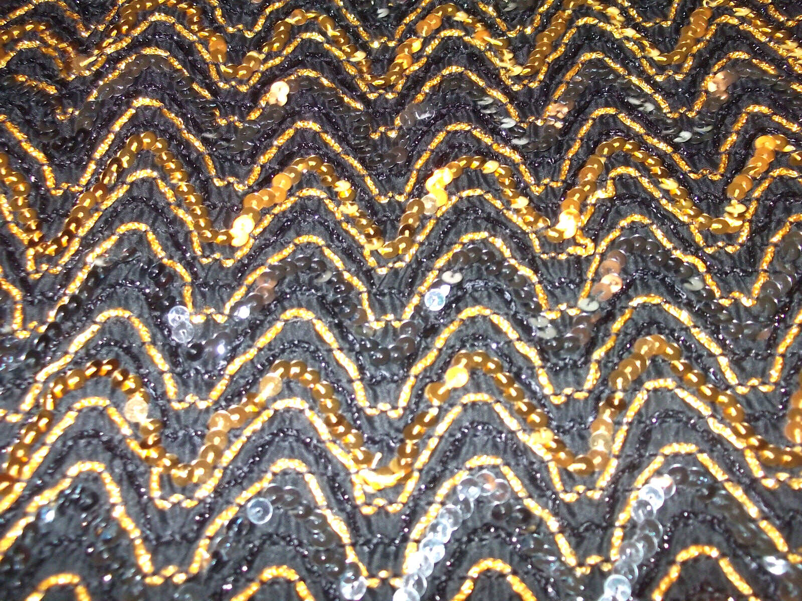 Vtg Black ADAMO Gold SEQUINED Pullover SHORT SLEEVE Evening Cocktail TOP/Size S