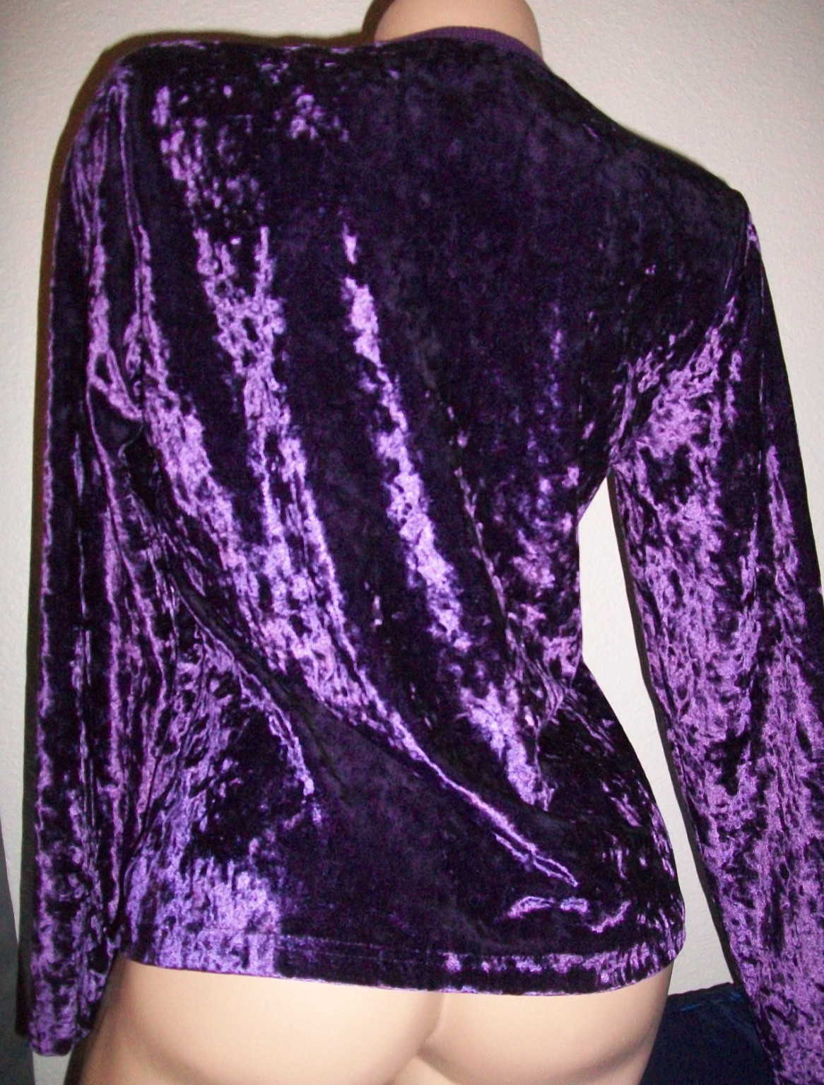 Vtg Fashion Bug Purple Silver Crushed Velvet Pullover Top S